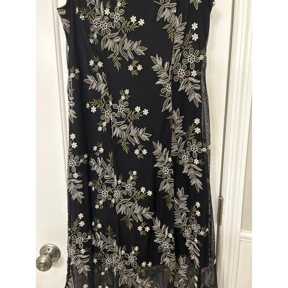 Alfani Black Mesh Floral Embroidered Asymmetrical Fairygoth Sleeveless Dress 6 - Picture 9 of 15